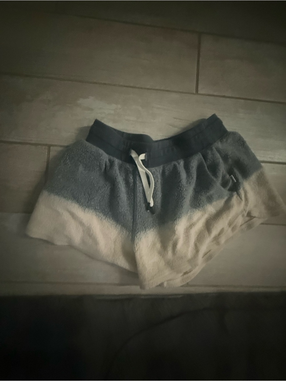 Feat by Helen Owen - Cozy Two-Tone Blue and Cream Terry Shorts